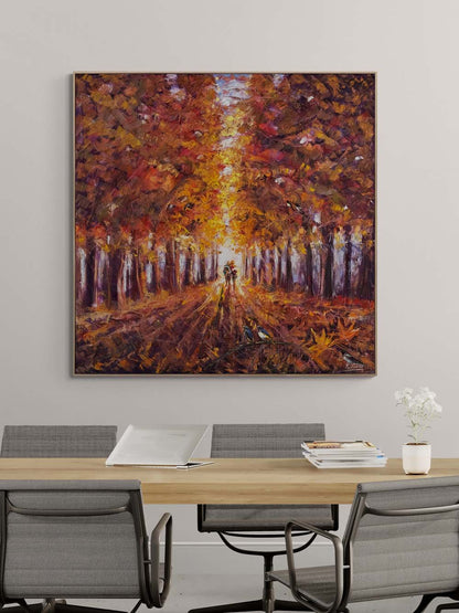 Kızıl Ağaçların Altında Yağlı Boya Tablosu