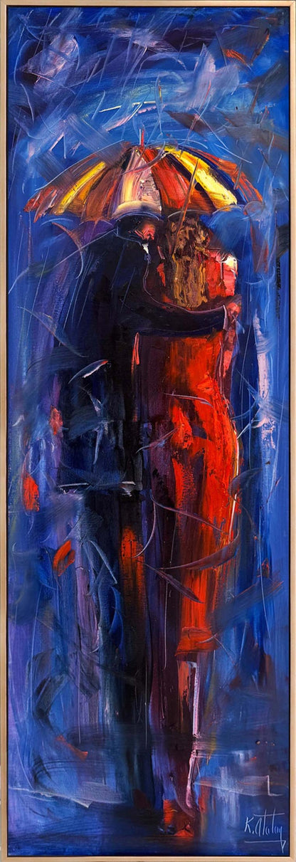 Yağmur Altında Aşk Yağlı Boya Tablosu