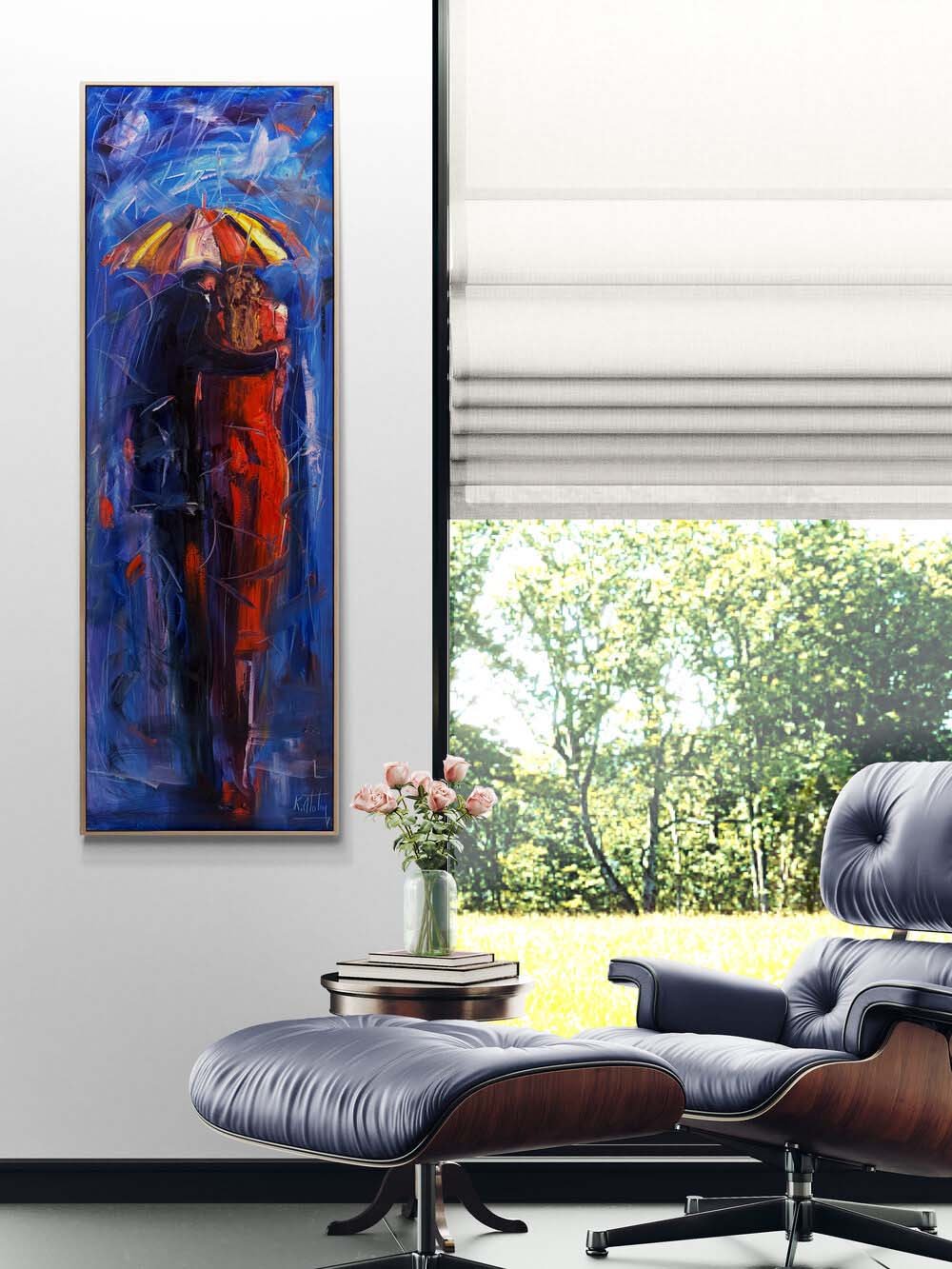 Yağmur Altında Aşk Yağlı Boya Tablosu