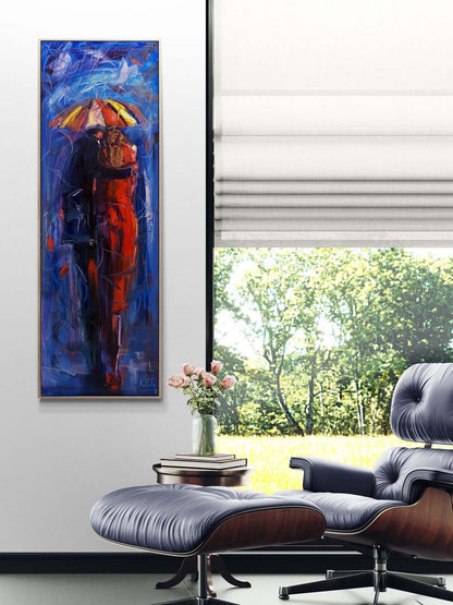 Yağmur Altında Aşk Yağlı Boya Tablosu