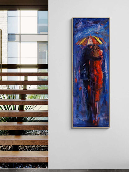 Yağmur Altında Aşk Yağlı Boya Tablosu