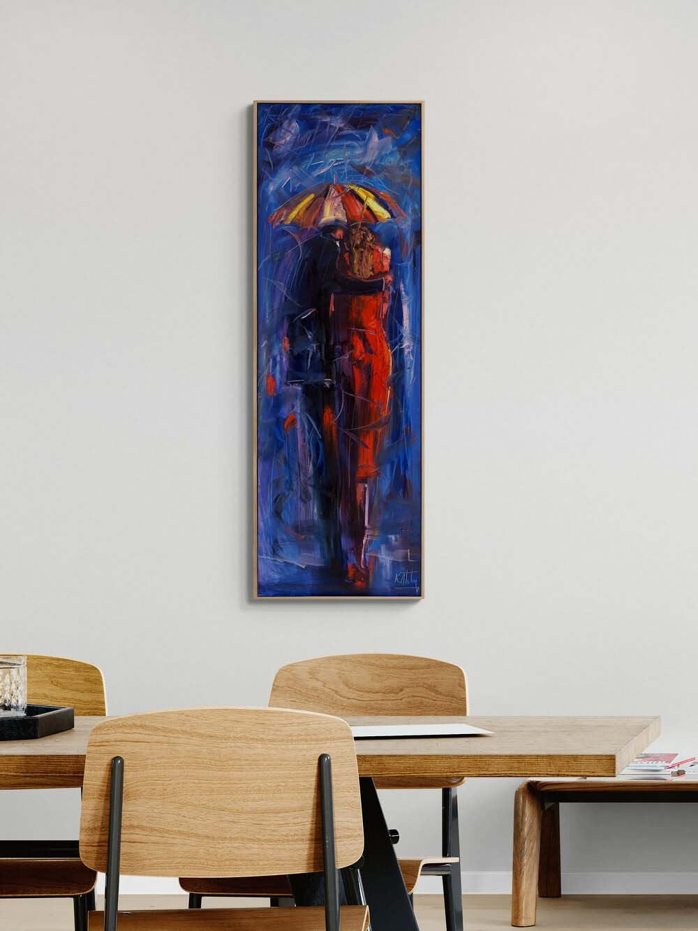 Yağmur Altında Aşk Yağlı Boya Tablosu