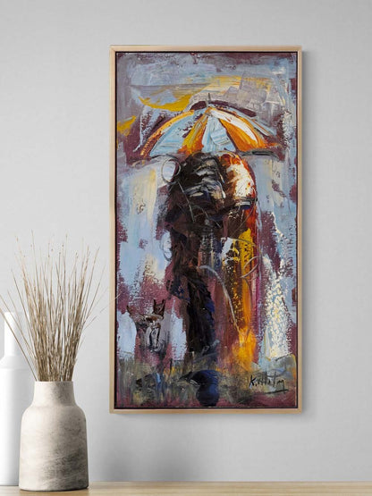 Şemsiyenin Gölgesinde Yağlı Boya Tablosu