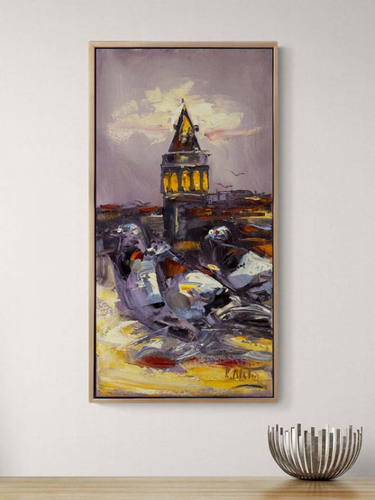 Güvercinlerin Şehri Yağlı Boya Tablosu