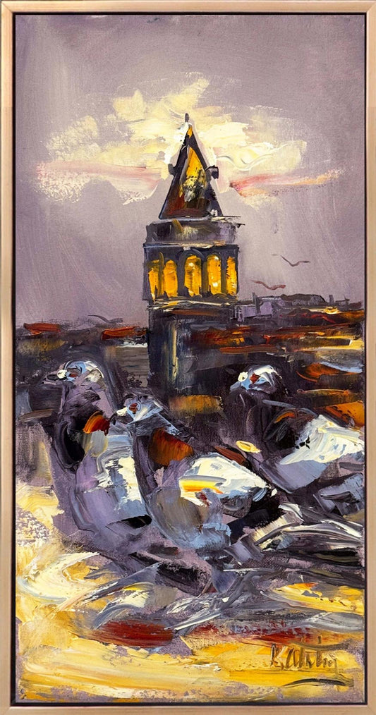 Güvercinlerin Şehri Yağlı Boya Tablosu