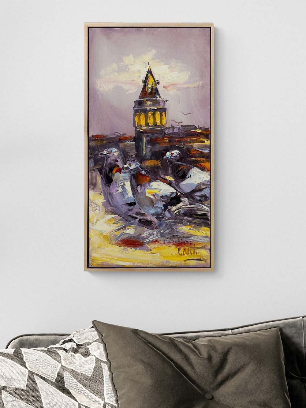 Güvercinlerin Şehri Yağlı Boya Tablosu