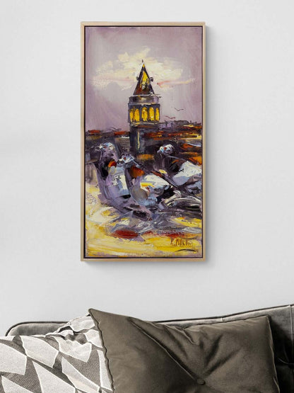 Güvercinlerin Şehri Yağlı Boya Tablosu