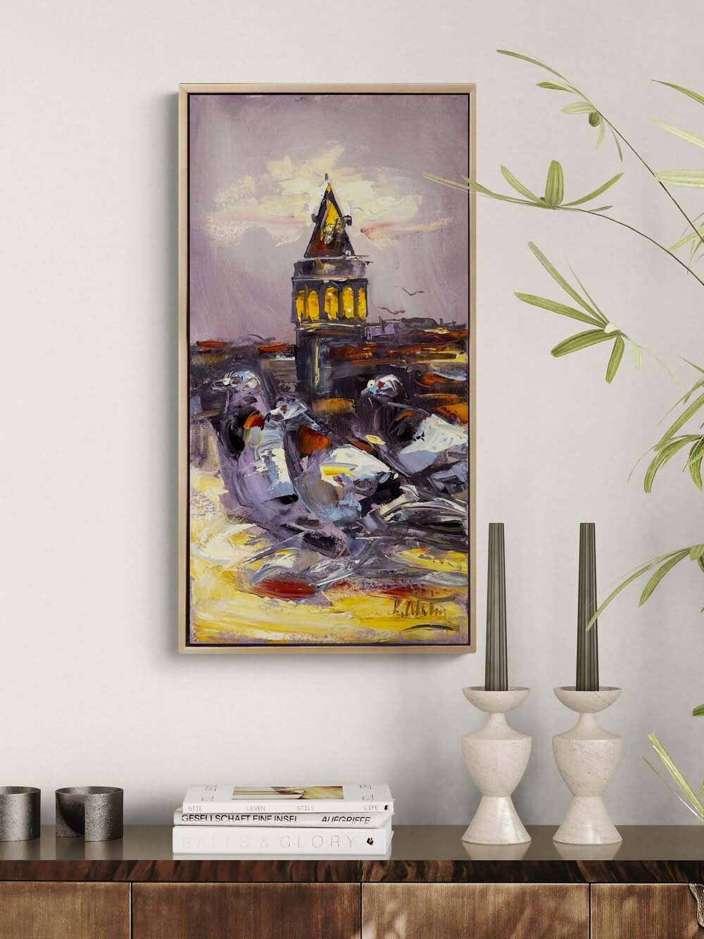 Güvercinlerin Şehri Yağlı Boya Tablosu