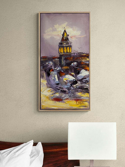 Güvercinlerin Şehri Yağlı Boya Tablosu