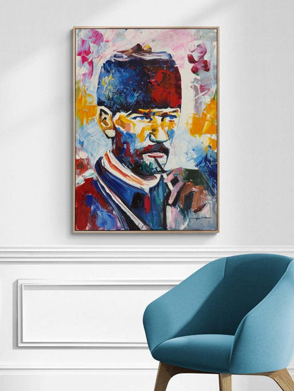 Kara Kalpakılı Atatürk Yağlı Boya Tablosu