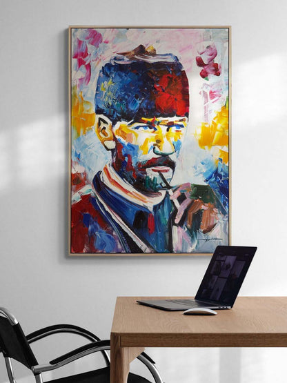 Kara Kalpakılı Atatürk Yağlı Boya Tablosu