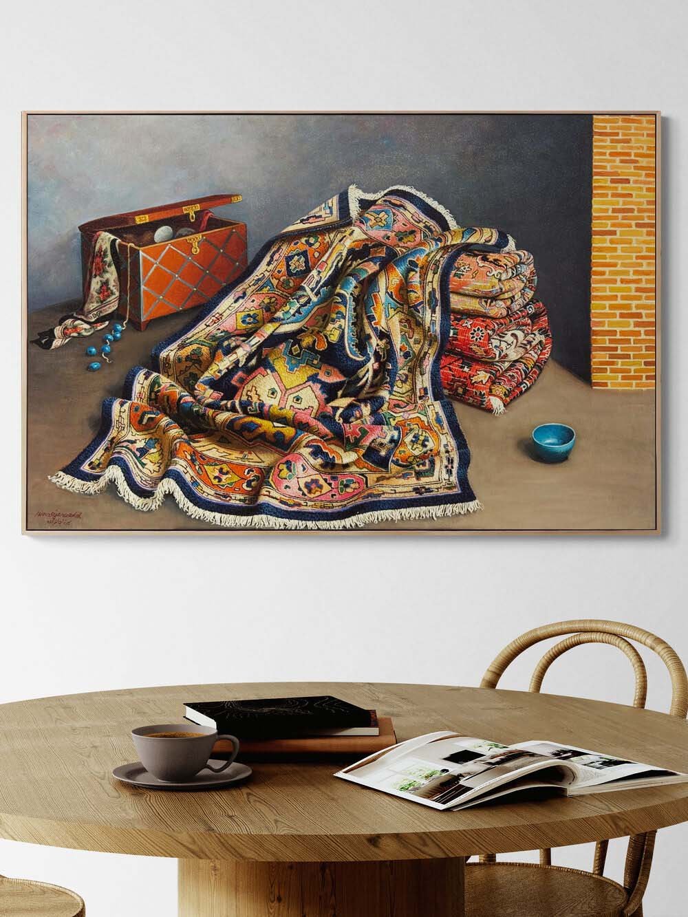 Eski Sandıkta Halı Yağlı Boya Tablosu