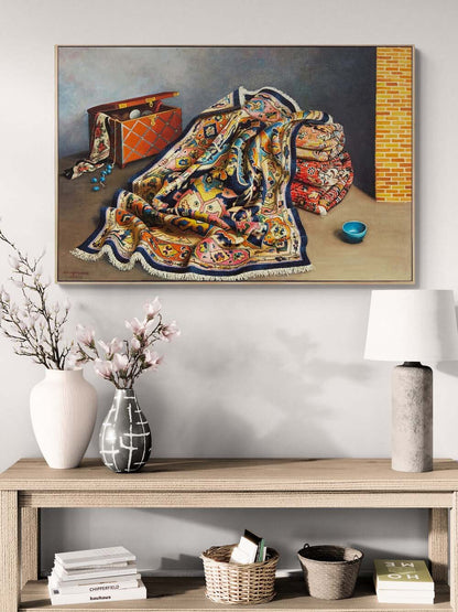 Eski Sandıkta Halı Yağlı Boya Tablosu