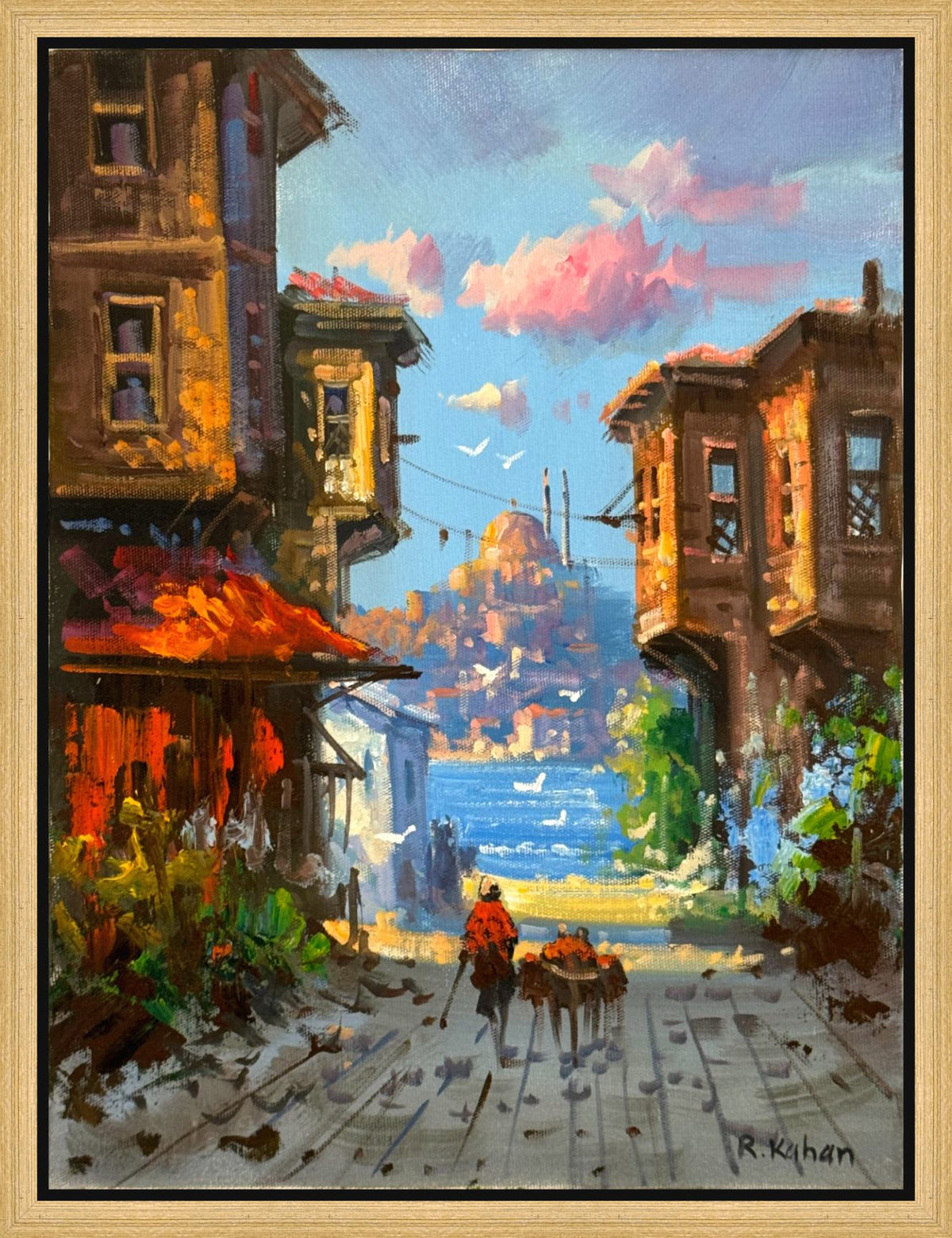 Suya İnen Sokak Yağlı Boya Tablosu Simurg Sanatevi