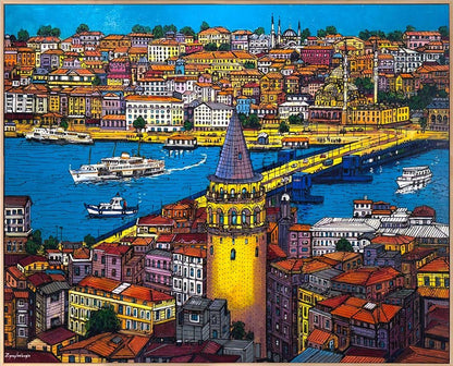 Kulenin Gölgesinde İstanbul Yağlı Boya Tablosu