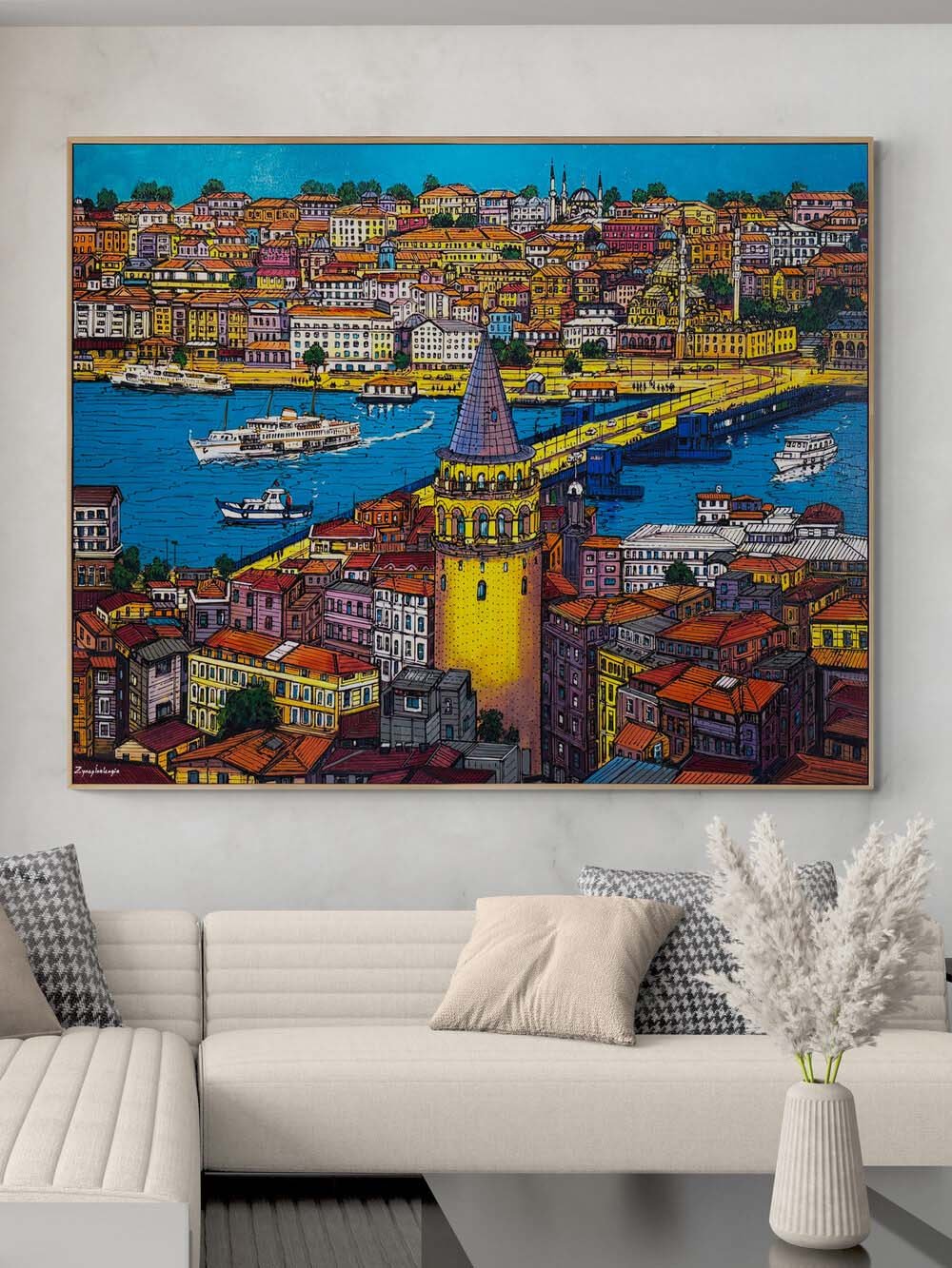 Kulenin Gölgesinde İstanbul Yağlı Boya Tablosu