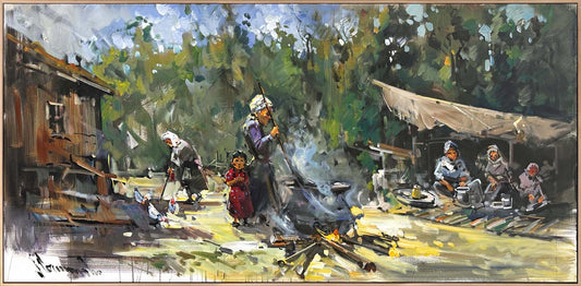 Köyde Bir Gün Yağlı Boya Tablosu