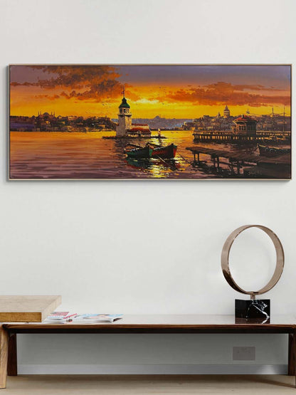 Kız Kulesi'nde Akşam Şarkısı Yağlı Boya Tablosu