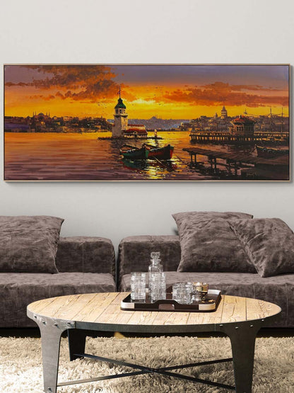 Kız Kulesi'nde Akşam Şarkısı Yağlı Boya Tablosu