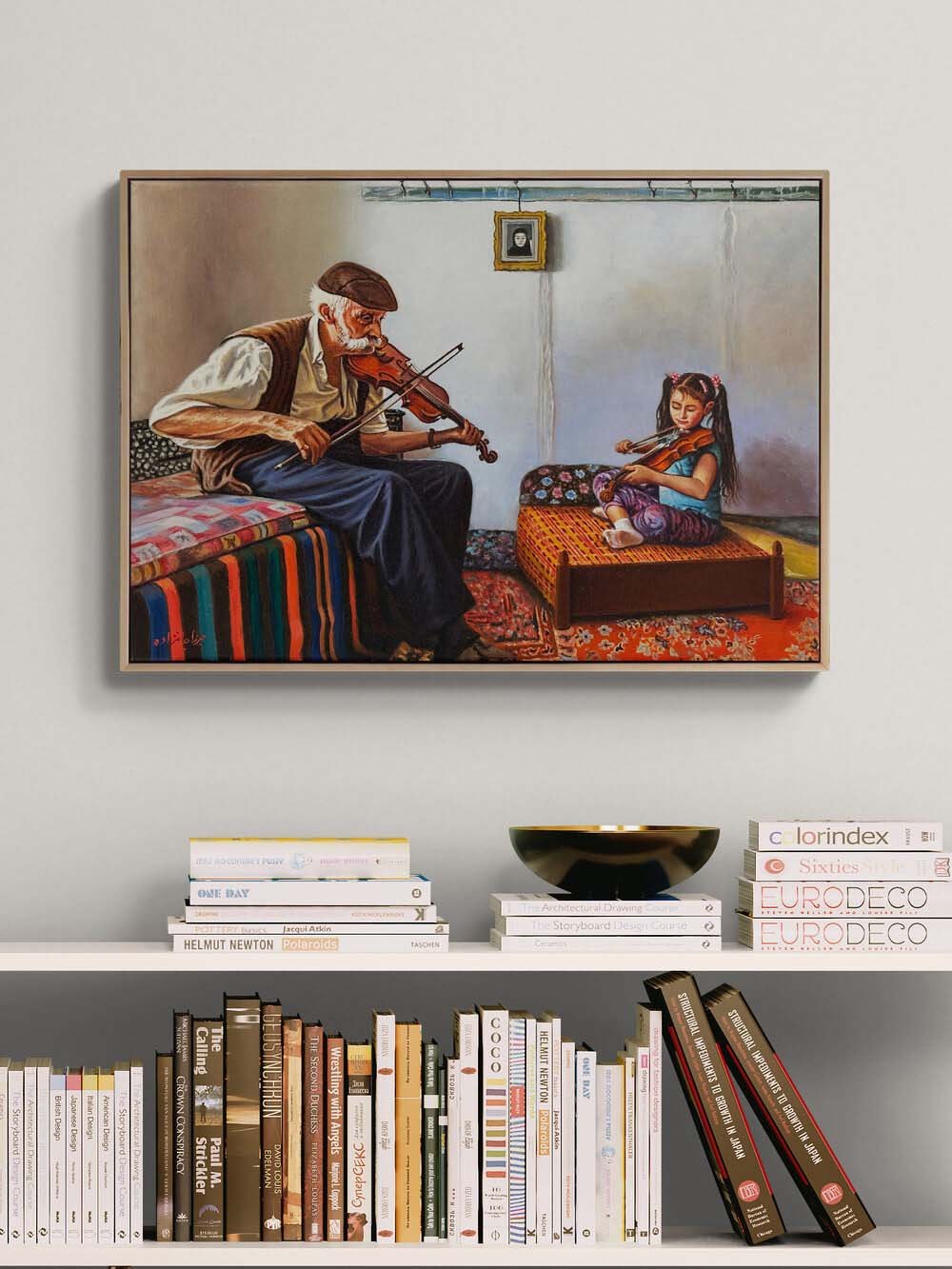 Dededen Kıza Melodi Yağlı Boya Tablosu