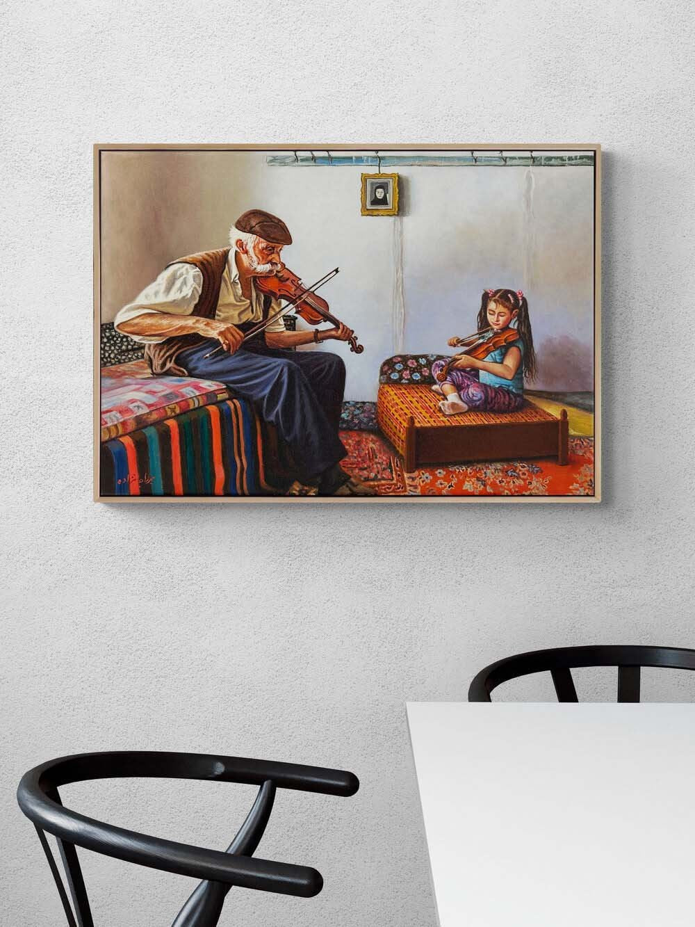 Dededen Kıza Melodi Yağlı Boya Tablosu