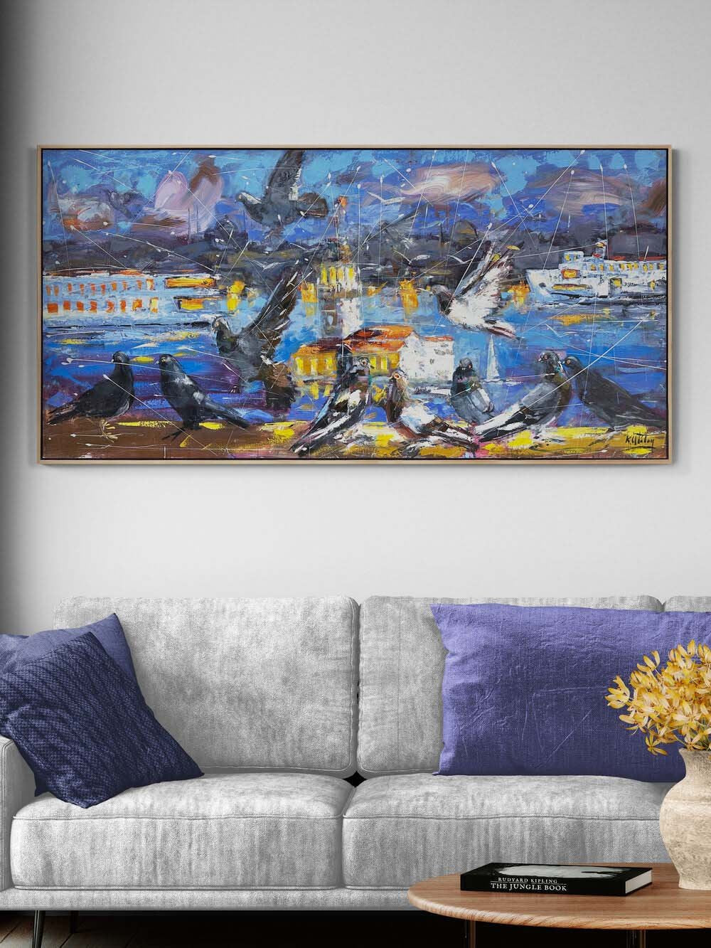 Kız Kulesi’ne Kanat Çırpışı Yağlı Boya Tablosu