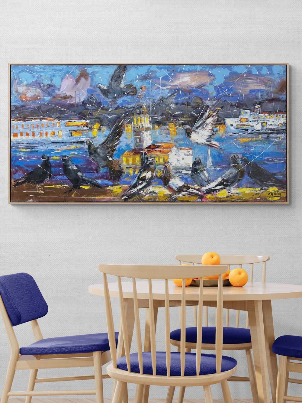 Kız Kulesi’ne Kanat Çırpışı Yağlı Boya Tablosu