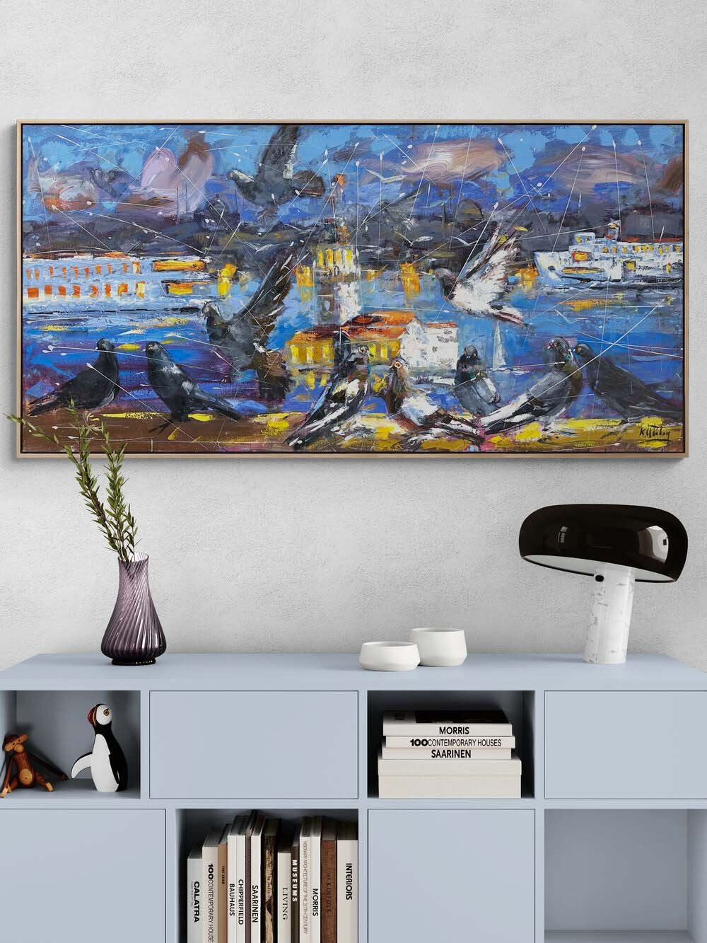 Kız Kulesi’ne Kanat Çırpışı Yağlı Boya Tablosu