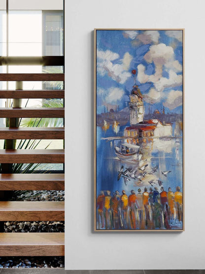 Kanatlarda Kız Kulesi Yağlı Boya Tablosu