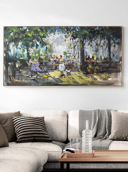 Sokak Kahvesi Yağlı Boya Tablosu