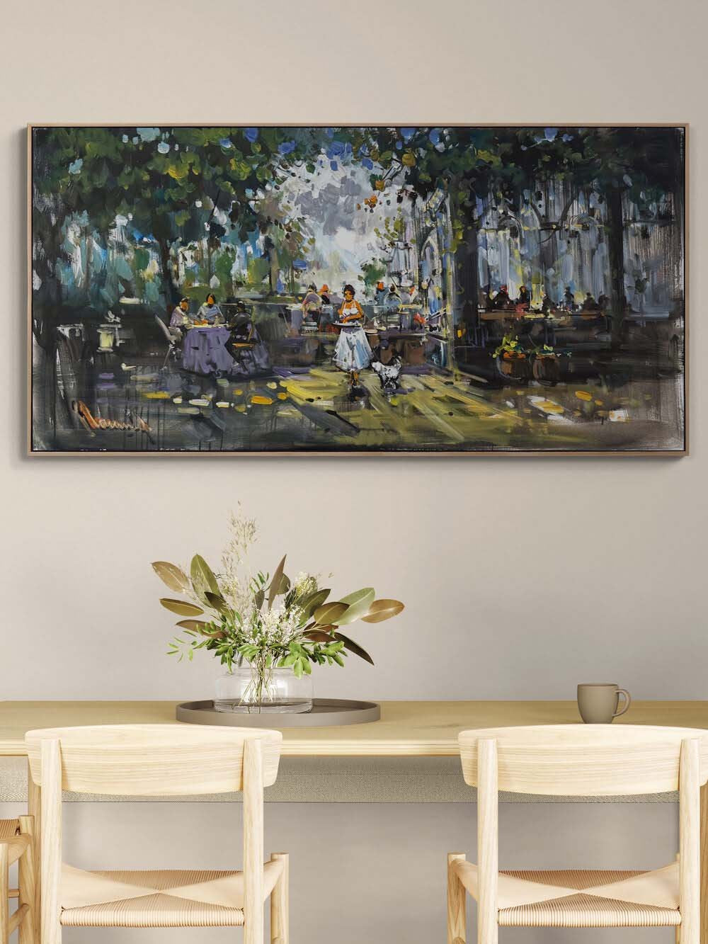 Sokak Kahvesi Yağlı Boya Tablosu