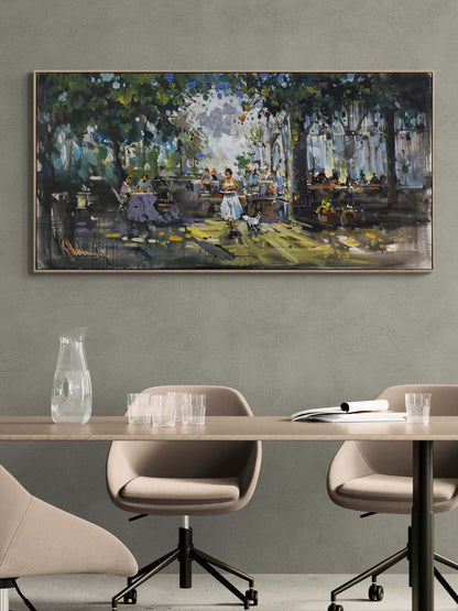 Sokak Kahvesi Yağlı Boya Tablosu