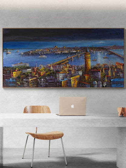 Galata’da Akşam Yağlı Boya Tablosu