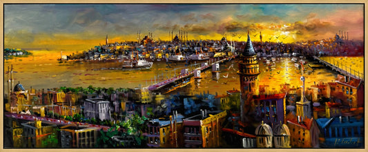 Altın Ufukta İstanbul Yağlı Boya Tablosu Simurg Sanatevi