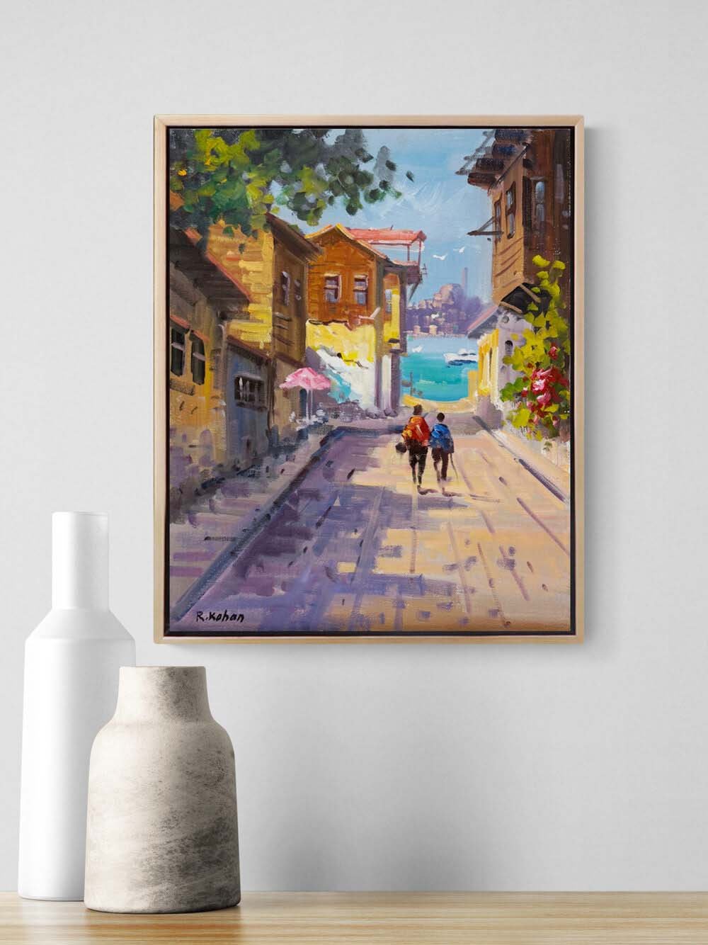 Boğazın Sokakları Yağlı Boya Tablosu