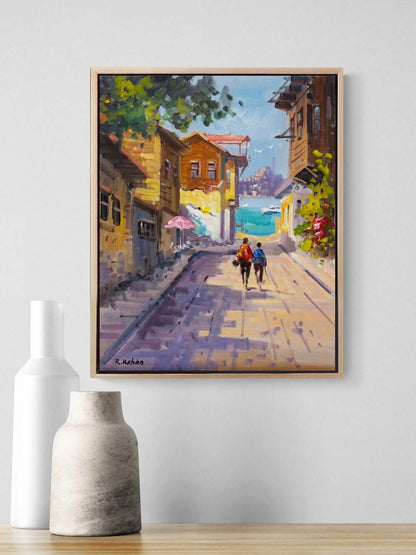 Boğazın Sokakları Yağlı Boya Tablosu