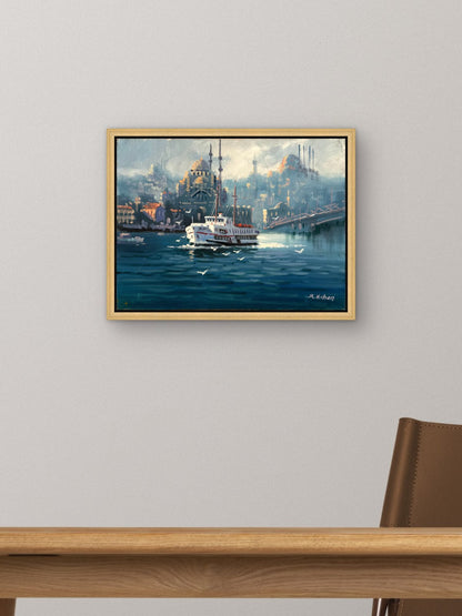 Şehir Feribotu Yağlı Boya Tablosu Simurg Sanatevi