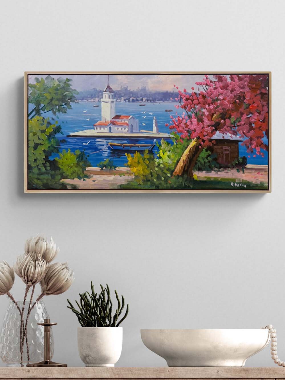 Kız Kulesi’nde Erguvan Yağlı Boya Tablosu