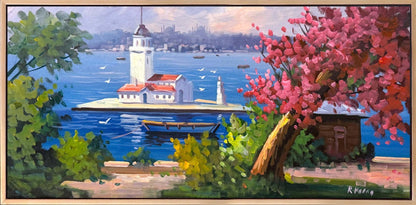 Kız Kulesi’nde Erguvan Yağlı Boya Tablosu