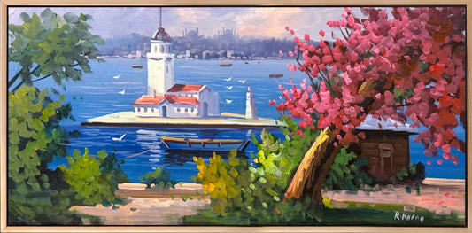 Kız Kulesi’nde Erguvan Yağlı Boya Tablosu