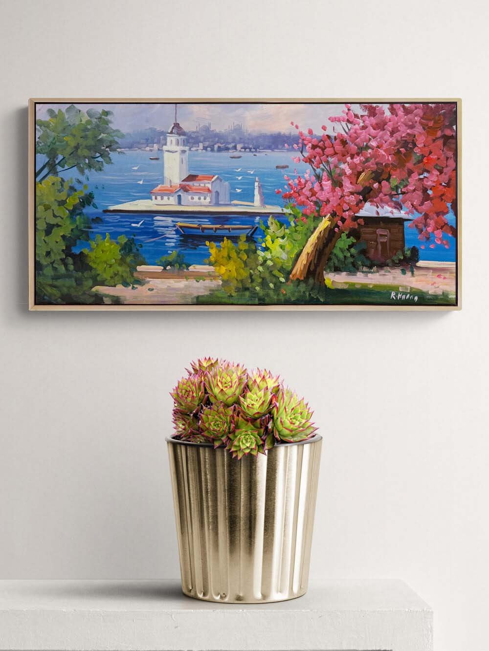 Kız Kulesi’nde Erguvan Yağlı Boya Tablosu