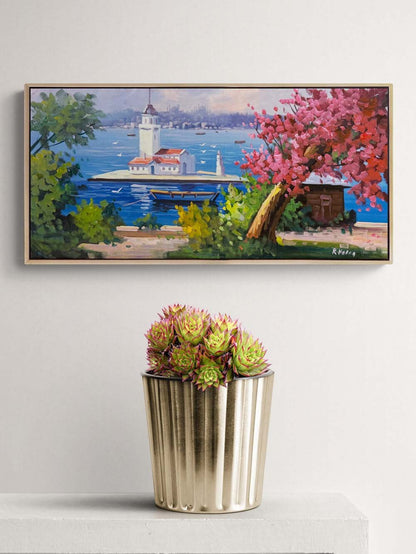 Kız Kulesi’nde Erguvan Yağlı Boya Tablosu