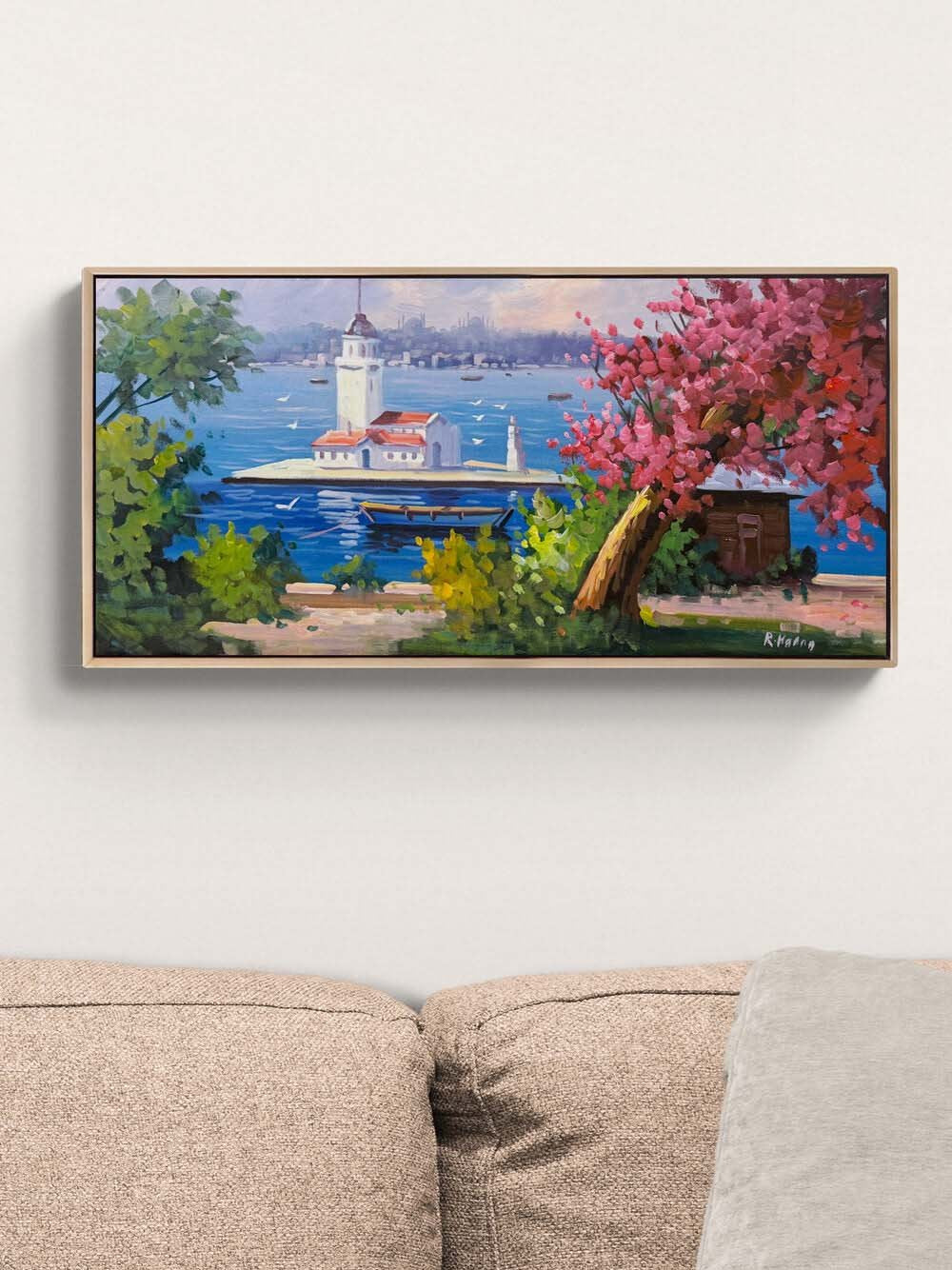 Kız Kulesi’nde Erguvan Yağlı Boya Tablosu