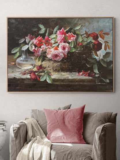 Baharın Nefesi Güller Yağlı Boya Tablosu