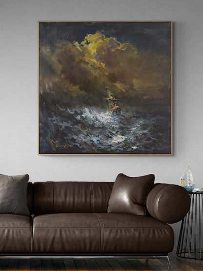 Yanlızlık Fırtınada Yağlı Boya Tablosu