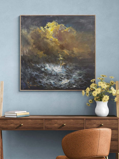 Yanlızlık Fırtınada Yağlı Boya Tablosu