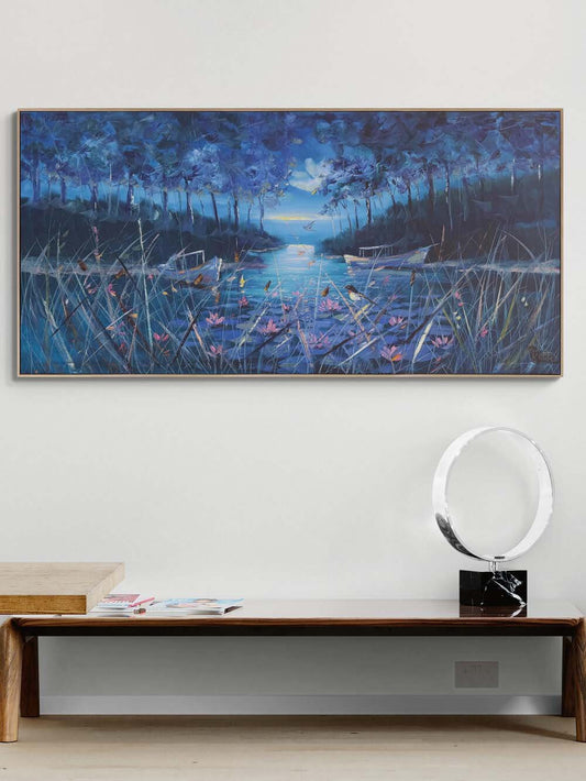 Nilüferli Gece Yağlı Boya Tablosu