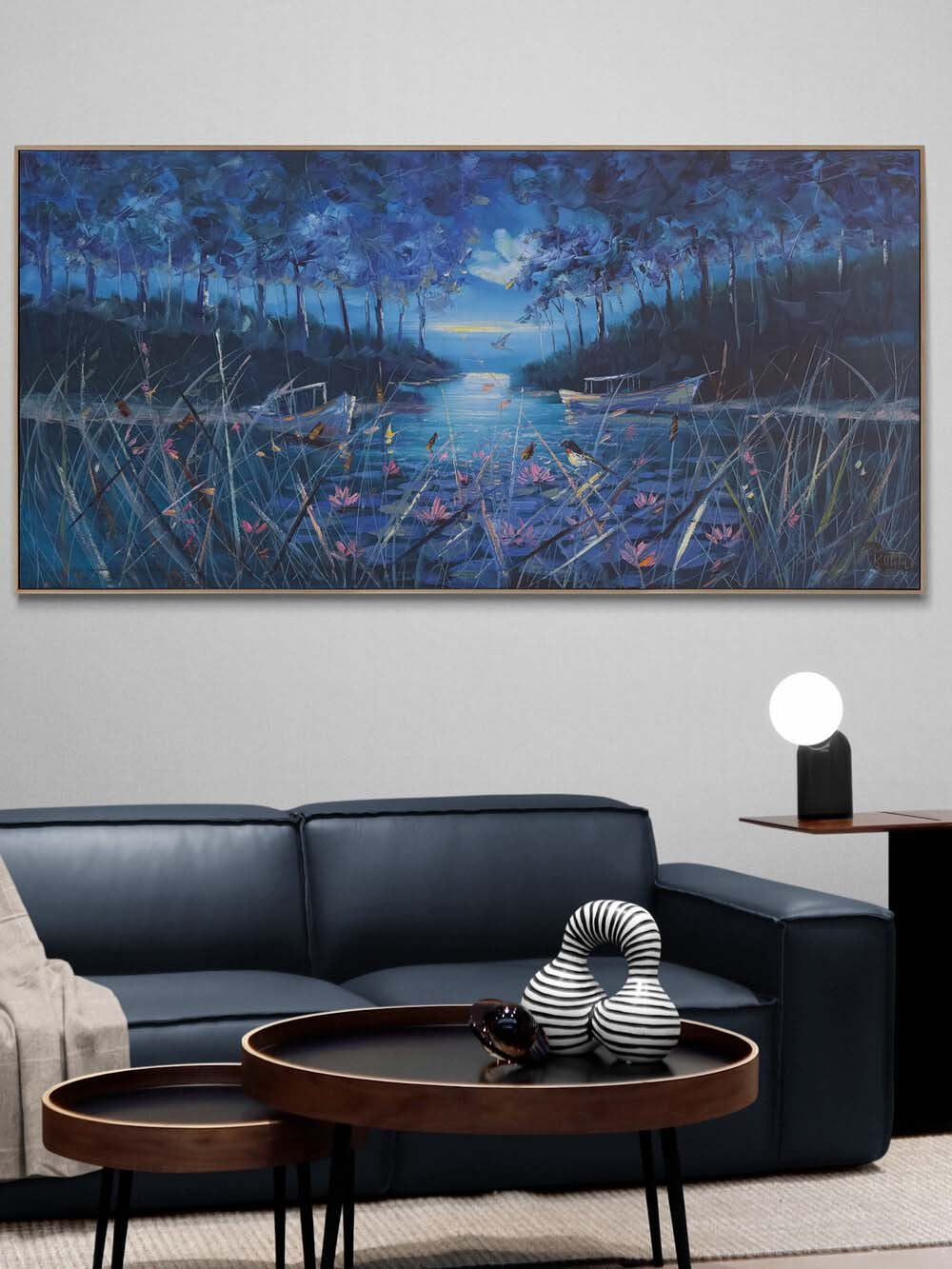 Nilüferli Gece Yağlı Boya Tablosu