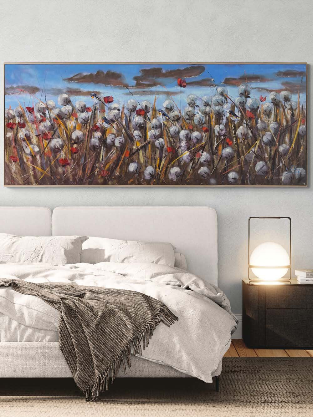 Akşamüstü Pamuk Tarlası Yağlı Boya Tablosu