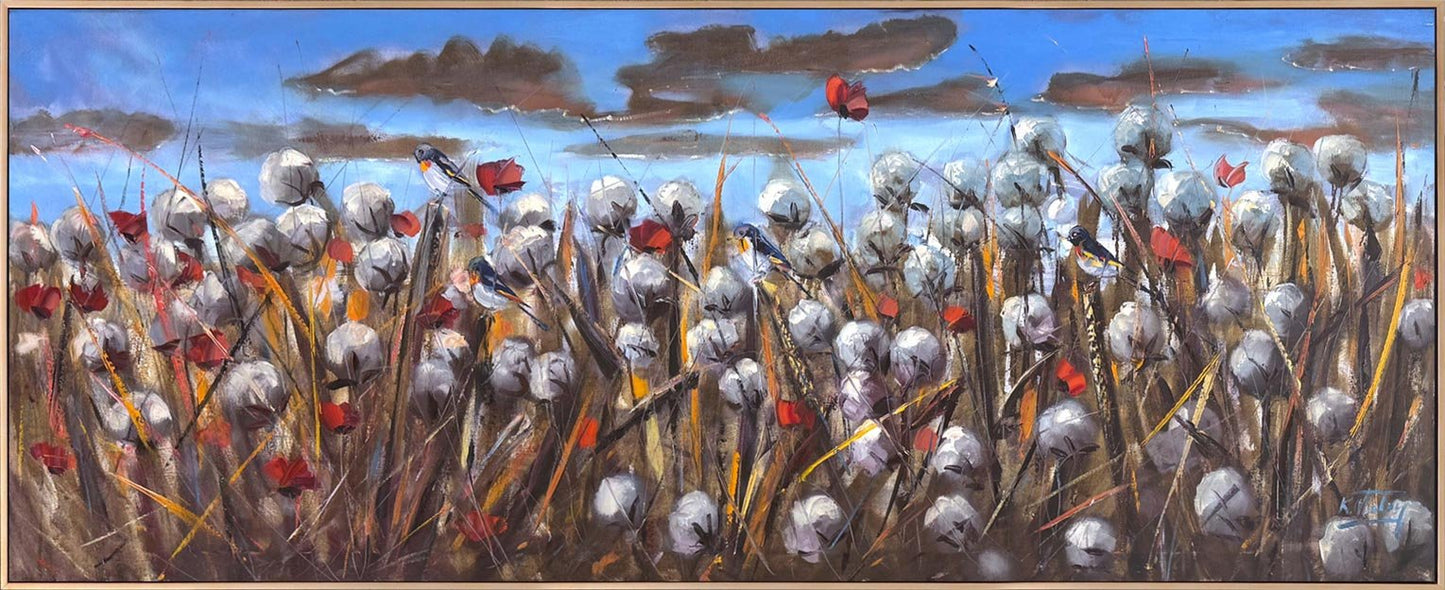 Akşamüstü Pamuk Tarlası Yağlı Boya Tablosu